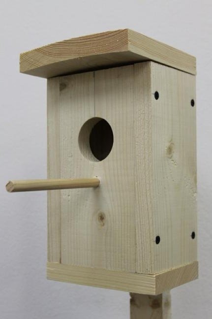 Casa de passarinho simples, faça você mesmo, feita de tábuas