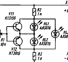 Voltage indicator on three LEDs