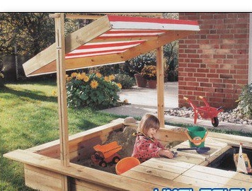 Do-it-yourself sandbox with roof-lid