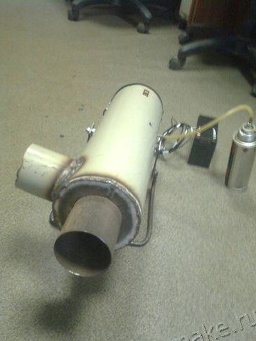 Gas gun from a burner and a car fan