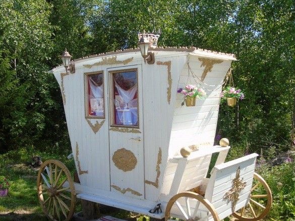 Original country toilet in the form of a carriage