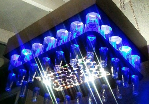 Beer bottle chandelier