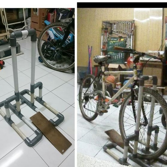 DIY PVC pijp fietsstandaard