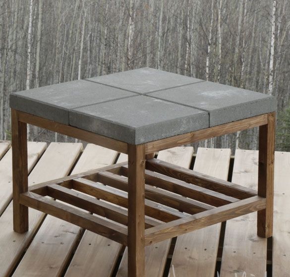 Външна маса с бетонен плот
