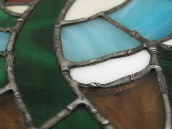 Tiffany abajur-vitray pencerenin lehim dikişleri için siyah patine