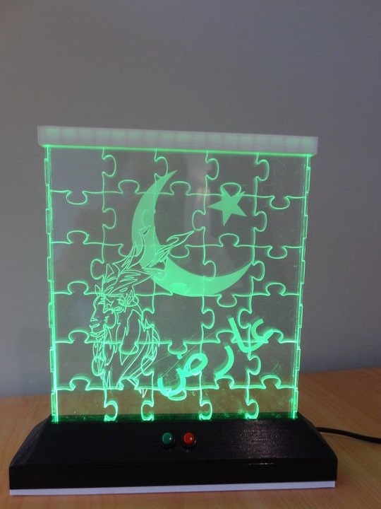LED puzzle lamp (Laser cutting of acrylic)