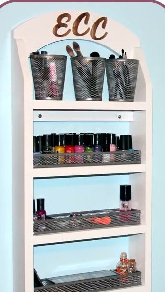DIY makeup shelf