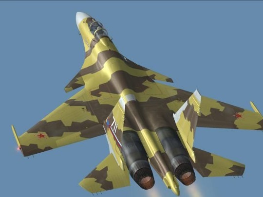Su-37 Flugzeugmodelle am Himmel von Vladikavkaz
