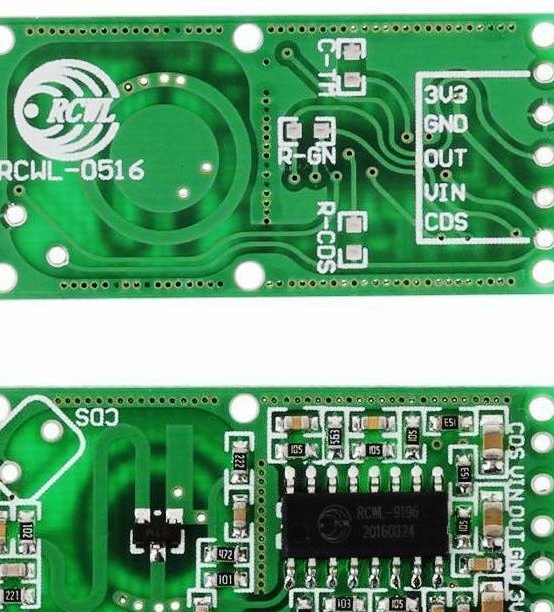 Mikrovågsensor RCWL-0516 i belysnings- och larmmaskinen